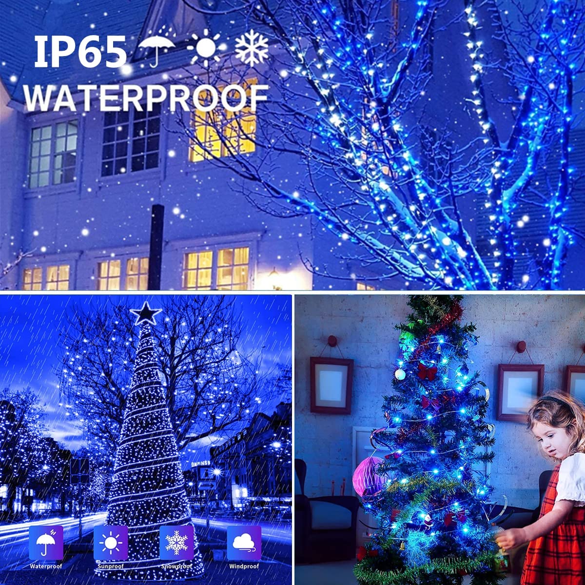 GHodec Solar String Lights, 2-Pack, 200 LED, Blue photo 6