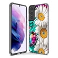 thumbnail image 3 of MUNDAZE Samsung Galaxy S22 Colorful Crystal White Daisies Rainbow Gems Teal Double Layer Phone Case Cover, 3 of 5