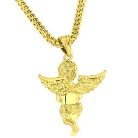 Master Of Bling Baby Angel Pendant 18k Gold Finish Stainless Baby Angel Pendant 18k Gold Finish