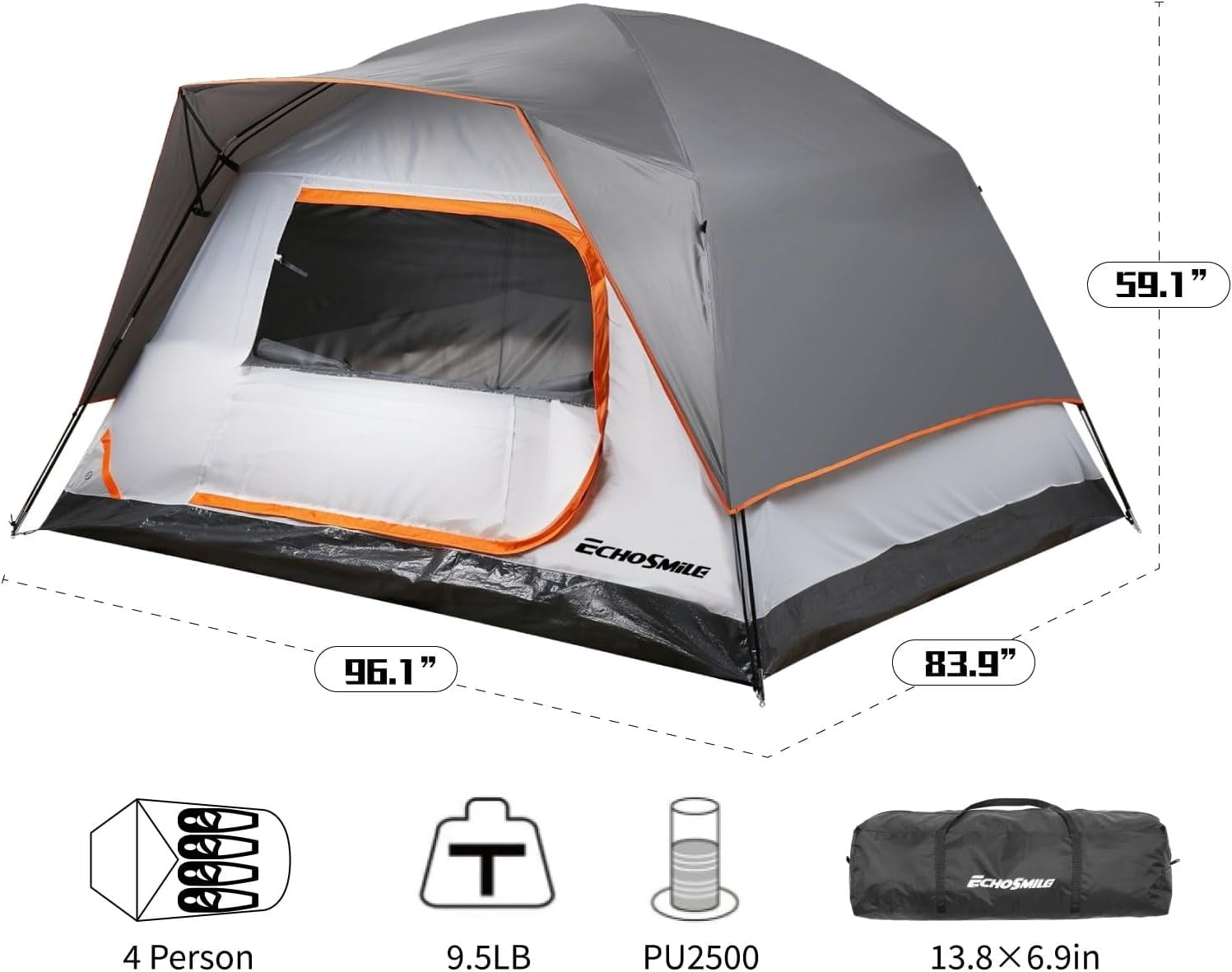 2/4 Person Camping Tent, Lightweight Dome Family Tent with Rainfly, Easy Setup, Waterproof & Windproof Outdoor Shelter for Group Hiking, Backpacking, 3-Season Use