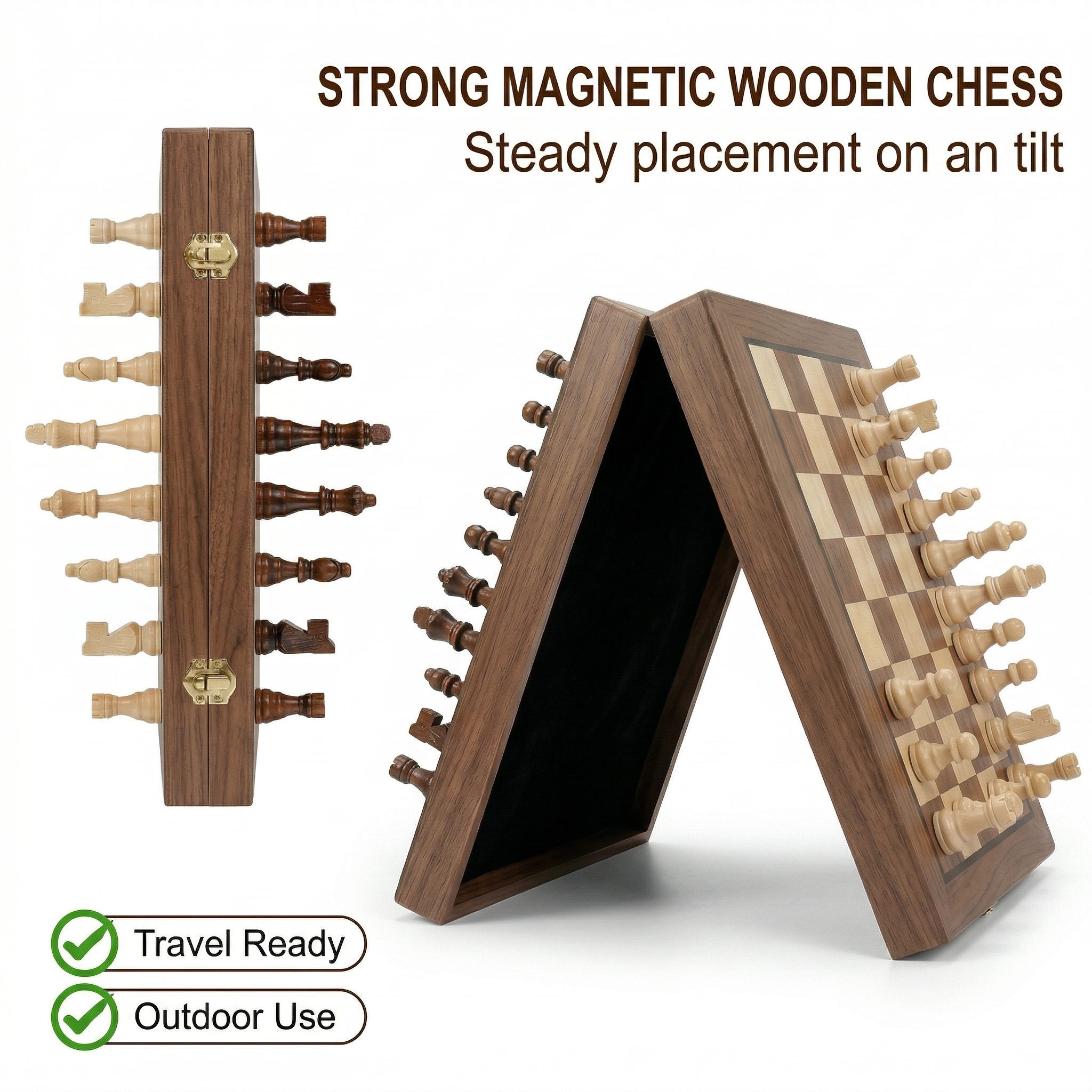 Morfeiy Magnetic Wooden Chess Set, 15-Inch Folding Board photo 5