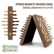 15 Inches Magnetic Wooden Chess Set - 2 Extra Queens - Folding Board - Pieces Storage Slots, Handmade Portable Travel Chess Game