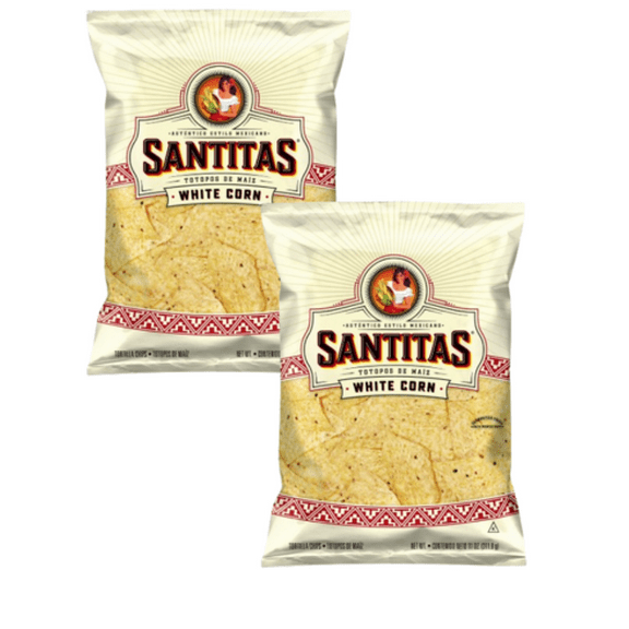 Santitas White Corn Tortilla Chips Snack Chips, 11 oz Bag pack of 2