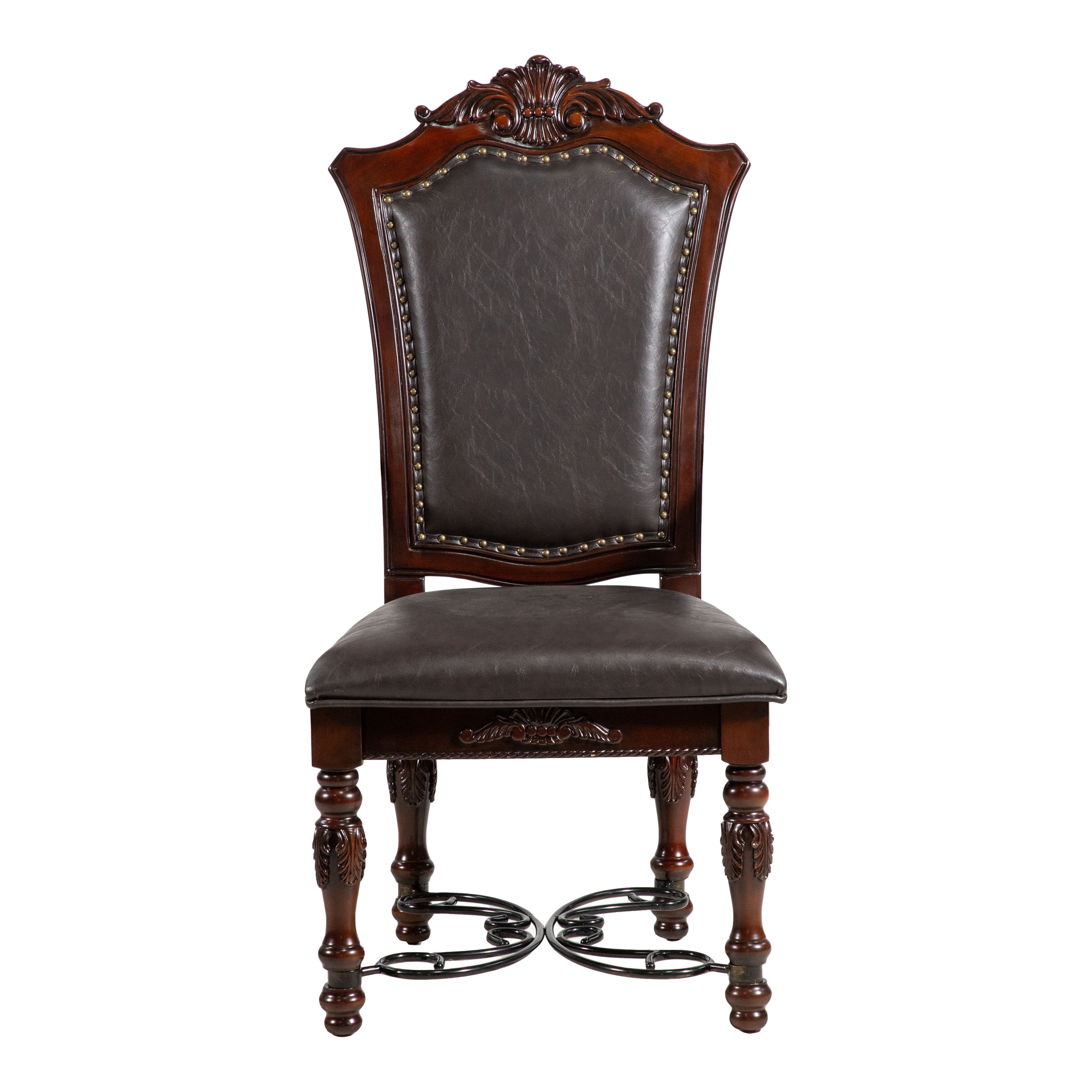 Furniture of America Cato Nailhead Wood Brown Cherry and Black Side Chairs (Set of 2)