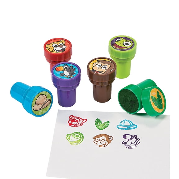 Fun Express - Jungle Stamper - Stationery - Stamps - Stamps - Self Inking - 24 Pieces