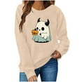 thumbnail image 6 of Plus Size Halloween T Shirts for Women Funny Cute Long Sleeve Graphic Tees Casual Loose Pullover Tops Fall Clothes Mint Green, 2XL, 6 of 6