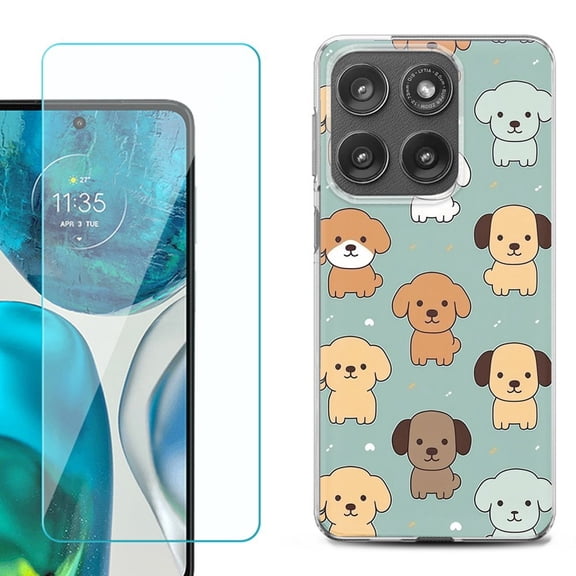 Shockproof Phone Case for Motorola Moto Edge 2026, by OneToughShield - Puppies