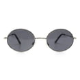 thumbnail image 1 of Classic Small Oval Spring Hinge Metal Rim Sunglasses Silver Black, 1 of 4