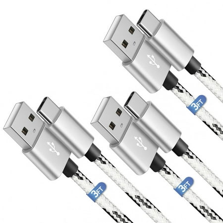 Afflux 3 Pack USB-A to USB-C Fast Charger Braided Type C Cable Compatible with iPhone 17 / 16 / 15 Pro Max Plus Air  Samsung Galaxy S25 S24 S23 Ultra  Google Pixel  iPad Pro  Universal (3ft  White) price history on PriceWatchPro