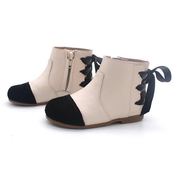 Marie girls ribbon ankle boot Leather and suede,  big kid 7-8Y (US 3 youth)