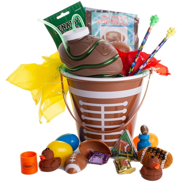 Boys Football Theme Toy Sport Filled 27pc 7.25" Easter Basket Gift Set