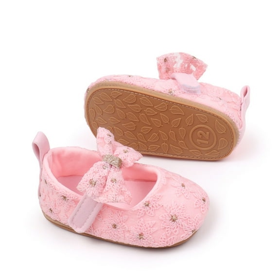 Baby Sweetie Baby Girls Mary Jane Flats Cute Bowknot Wedding Dress Shoes Non-Slip Newborn Sneakers