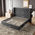 thumbnail image 6 of Merluxy King Bed Frame with Button Tufting Headbord,Velvet Upholstered,No Box Spring Needed,Grey, 6 of 8