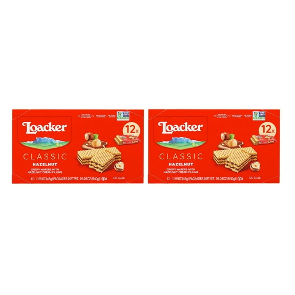 Loacker Classic Crispy Wafers, Hazelnut, 1.59 oz, 12 ct 2PK