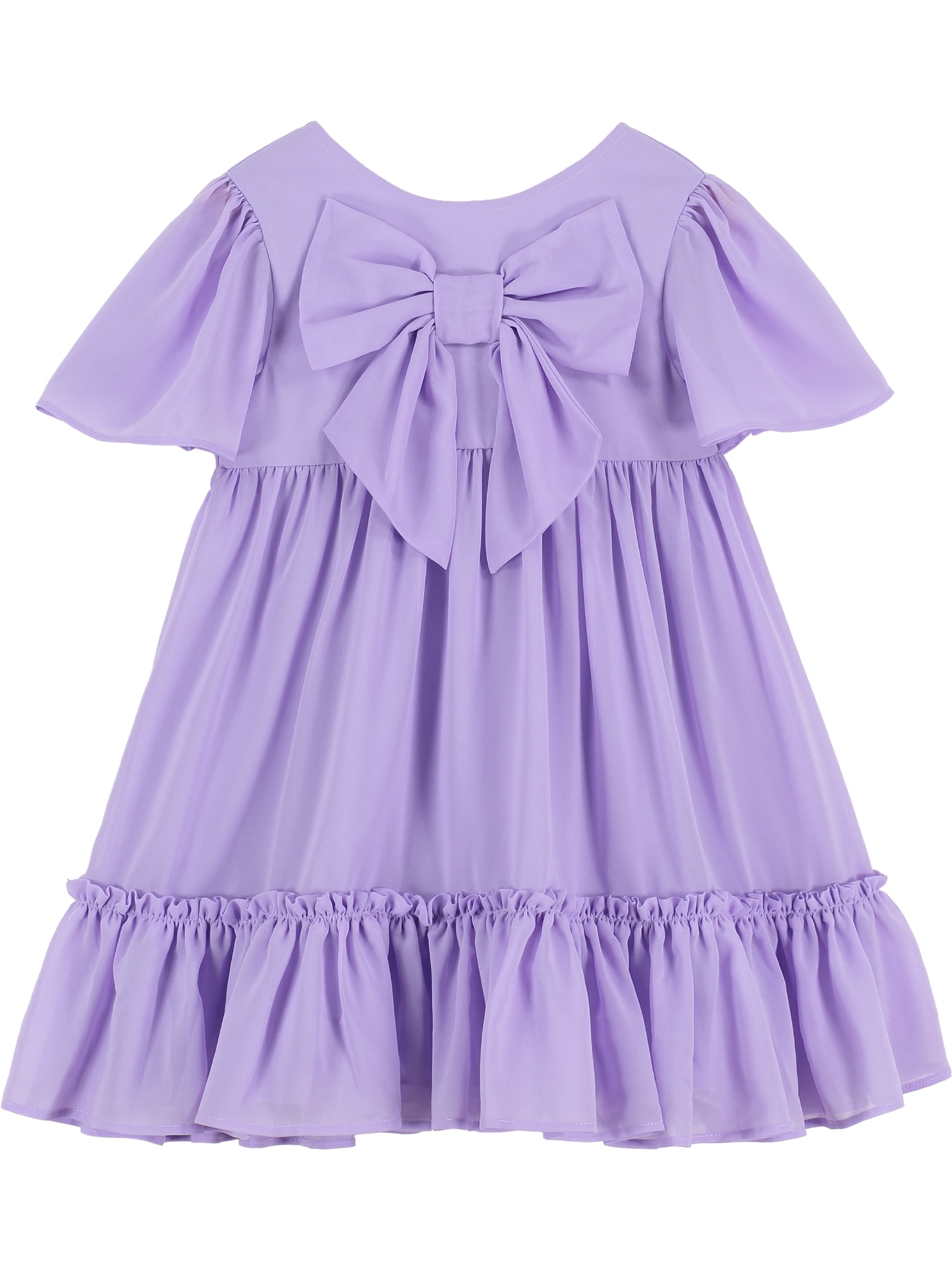 Wonder Nation Baby and Toddler Girl Bow-Front Occasion Dress, Sizes 0-3 Months - 5T