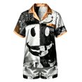 thumbnail image 3 of CQXIDFH Pjs Sets for Women Halloween Print Pajama Set Short Sleeve Top with Elastic Waist Shorts Festive Loungewear 2 Piece Lounge Set, 3 of 4