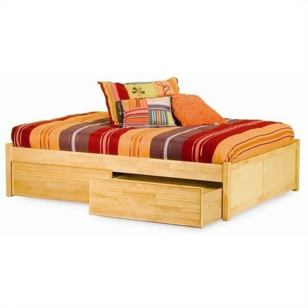Leo Lacey Platform Bed With Flat Panel Footboard In Natural Maple King Com Leo Lacey Platform Bed With Flat, Platform King Bed With Storage Footboard