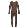 thumbnail image 6 of Jowowha Youth Big Girls' Classical Long Sleeves Full Length Gymnastics Dance Jumpsuit Unitard Leotard Brown S, 6 of 9