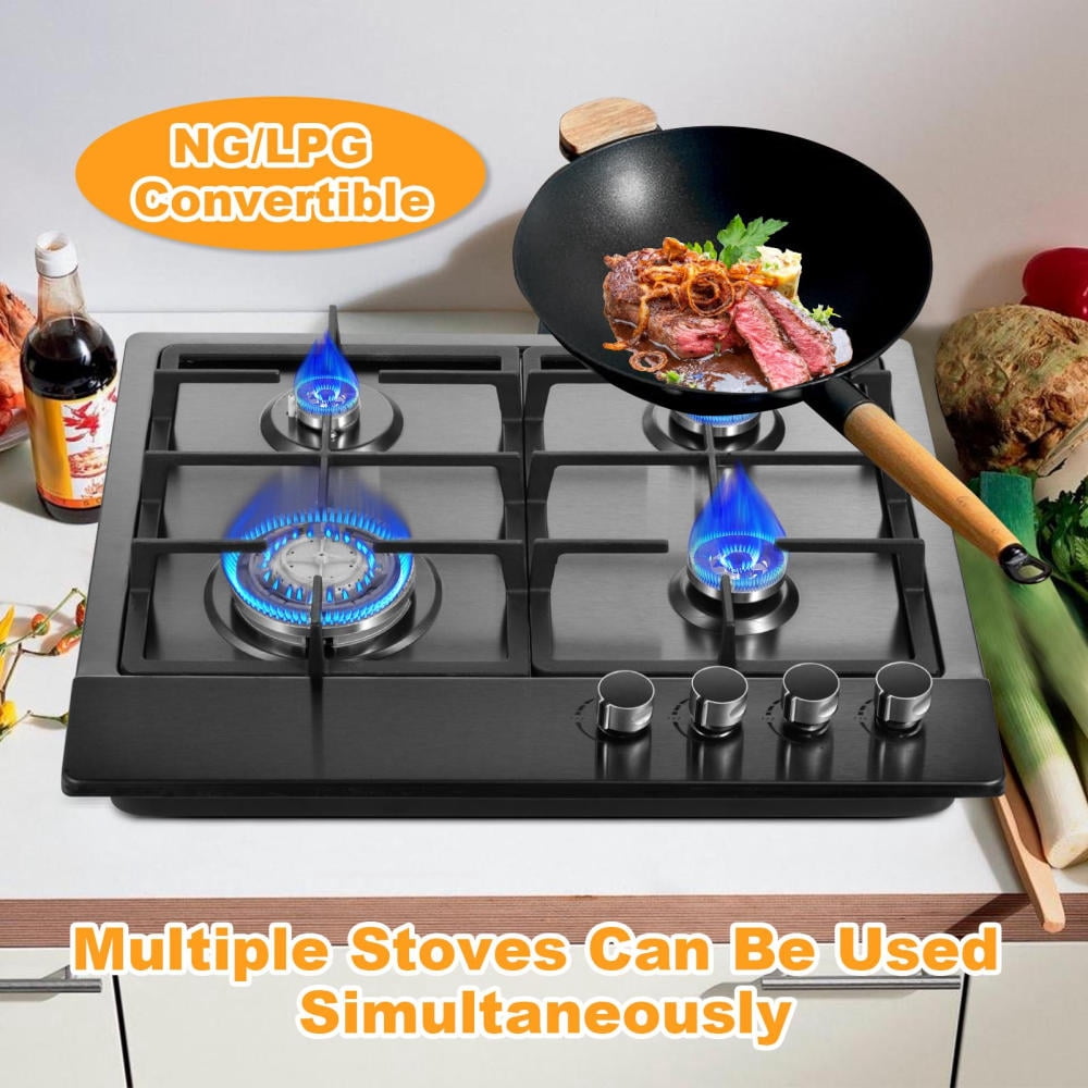Tohu Stainless Steel Stove 1.75kW 4-Burner Closed Chassis Propane Cooktop for Outdoor/Indoor Cooking