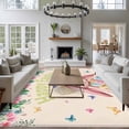 thumbnail image 4 of Easter Rabbits Area Rugs Collection 5'x7', Cute Bunny Eggs Butterflies Floral Leaf Beige Non Slip Indoor Rectangle Throw Runner Rug Floor Mat Carpet for Living Room Dining Table Bedroom Nursery, 4 of 9