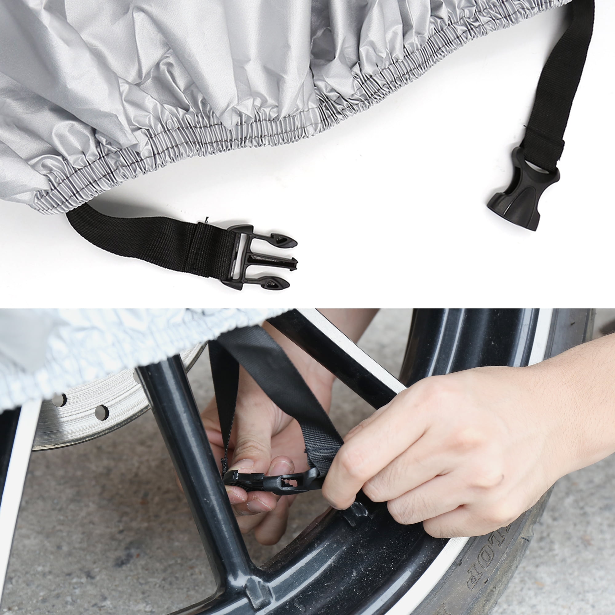 XXL Motorcycle Cover Black Silver Tone Outdoor Rain Dust UV Water Proof