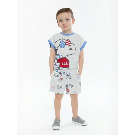 Peanuts Snoopy Toddler Boy Americana T-Shirt and Shorts Set, Sizes 12M-5T