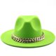 thumbnail image 4 of Fedoras-sombrero fedora con cadena dorada para hombre y mujer, gorro de ala ancha, color sólido, jazz, Otoño e Invierno, 4 of 4