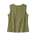 thumbnail image 4 of Cotton Linen Tank Tops for Women V Neck Loose Casual Sleeveless Summer Lightweight Blouses Army Green XL, 4 of 4