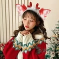 thumbnail image 2 of FEIFLY Women Christmas Reindeer Headband Cute Deer Headwear For Anime Conventions And Festive Accessories Solid Color Festival Clothing, 2 of 5