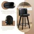 thumbnail image 5 of TEWLOSS Counter Height Bar Stools Set of 3, 27.5in Swivel PU Leather Bar Chairs with Curved Back for Kitchen Island, Black, 5 of 7
