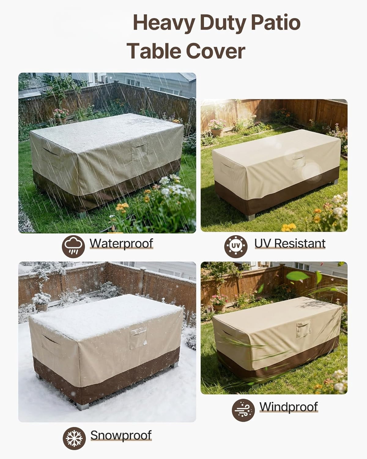 2 Pack 600D Heavy Duty Waterproof High Back Patio Chair Covers Outdoor Lawn Garden Furniture Rectangle-72"L x 44"W x 23"H