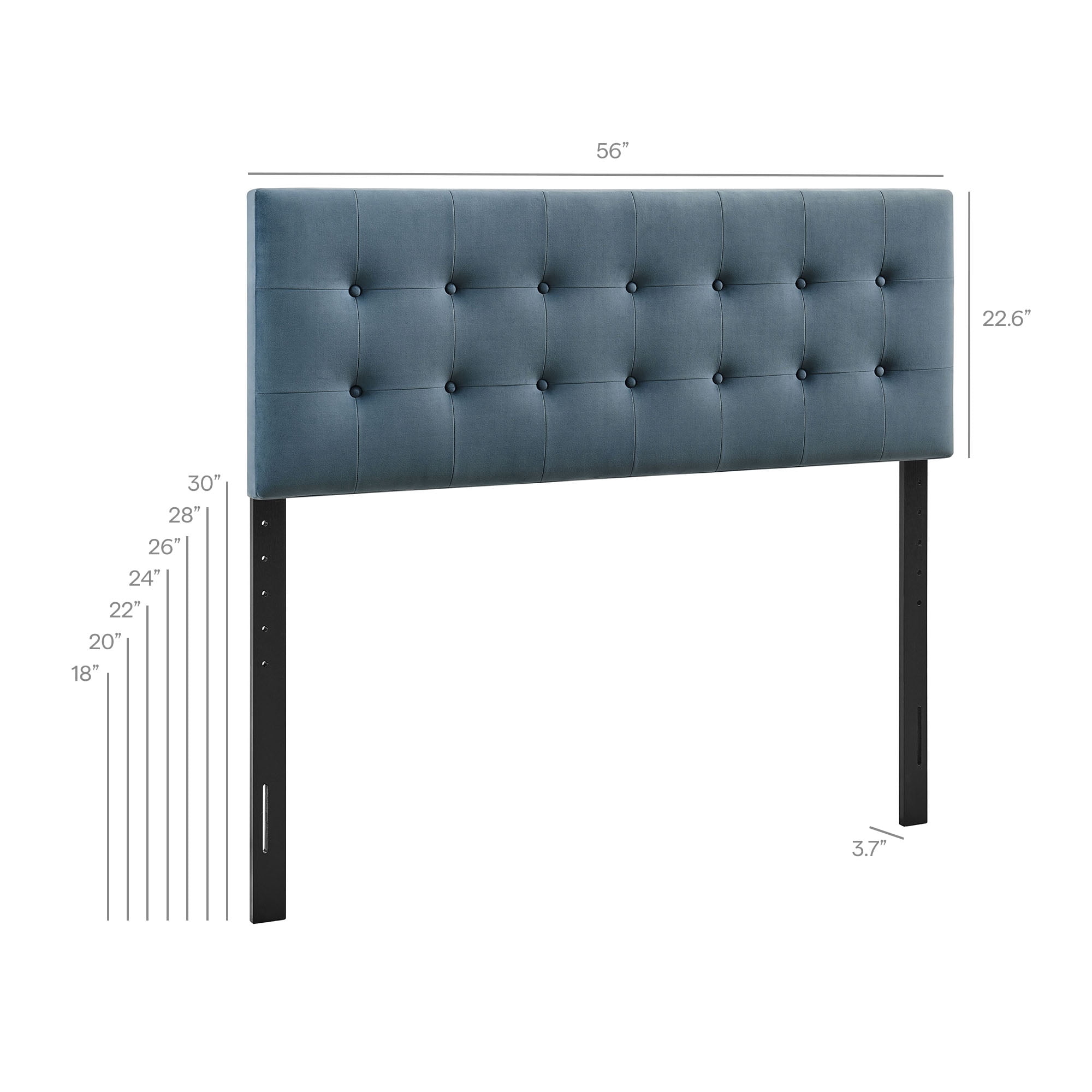 Emily Stain-Resistant Performance Velvet Full Size Headboard in Cadet Blue