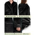 thumbnail image 5 of PAVILIA Plush Hooded Robe For Women | Black, Fluffy Soft Bathrobe With Hood | Fuzzy Warm Spa Robe, Cozy Fleece Long Robe | Satin Trim, Small-Medium, 5 of 10