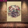 thumbnail image 4 of Esqueletos, flores y animales misteriosos arte de pared Vintage lienzo pintura Bat Opossum, astrología Luna estrellas planetas póster impresión, 4 of 4