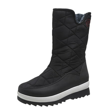 

GNEIKDEING Autumn And Winter Women Snow Boots Thick Bottom Non Slip Long Tube Zipper Warm And Comfortable Gift on Clearance