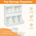 thumbnail image 4 of GVN Freestanding Combo Cubby Bin Storage Organizer Unit W/3 Baskets-White, Toy Organizers and Storage for Kids, Boys, Girls, Nursery, 4 of 8