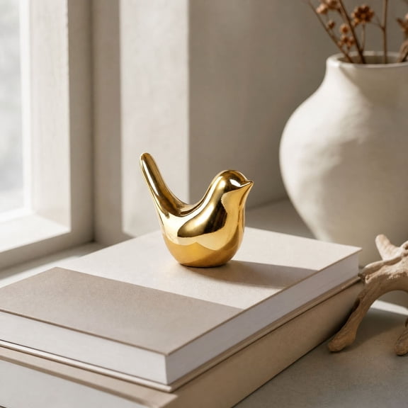 Dalxymotic Birds Statues Figurines, Gold Modern Style Figurines, Home Interior Shelf Decor, Accent Decoration, Birds Statues Figurines for Living Room, Bedroom, Office, Desktop