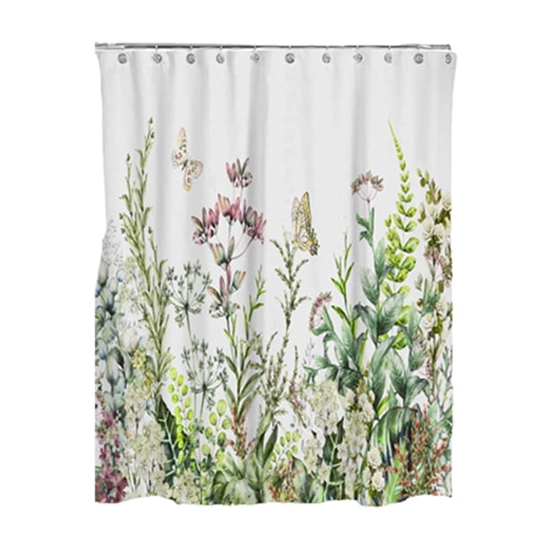Cortina de ducha con gancho, cortinas de baño de acuarela, tela de poliéster a prueba de moho, pantalla de bañera, decoración de baño para Juegos de accesorios de baño flores y arboles 180*200 Cateissary HA071403-19