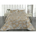 thumbnail image 2 of Ambesonne Birds and Nature Quilted Bedspread Set 3 Pcs, Hummingbird Floral, Queen, Dark Khaki White, 2 of 4