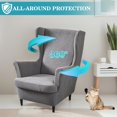 thumbnail image 5 of CJC Wingback Chair Slipcover, 2-Piece Stretch Wing Back Chair Cover with Cushion Cover, Armchair Covers Furniture Protector for Living Room Bedroom (Dark Gray), 5 of 10