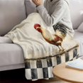 thumbnail image 3 of Vintage Rooster Blanket Soft Cozy Warm Throw Blanket for Couch, Plush Fuzzy Flannel Fleece Blankets for Sofa, Watercolor Pastoral Animals Buffalo Bed Blankets Lightweight Gifts for Women, 50"x60", 3 of 9