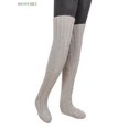thumbnail image 3 of BadPiggies Women Cable Knitted High Socks Extra Long Winter Warm Over The Knee Stockings Thigh High Boot Soft Leg Warmers (Gray), 3 of 7
