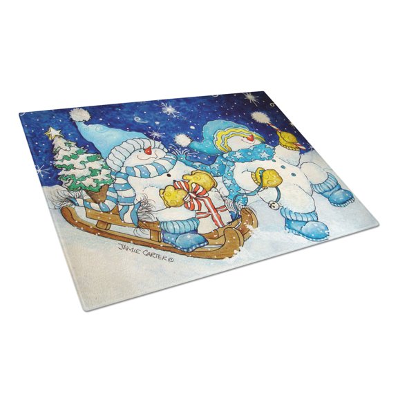 Carolines Treasures PJC1077LCB Celebrate the Season of Wonder Snowman Glass Cutting Board Large 12H x 16W multicolor