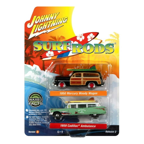 Johnny Lightning 1:64 1950 Mercury Woody Wagon And 1959 Cadillac 2 Car Set Sr A