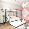 thumbnail image 4 of SYNGAR Twin over Twin Bunk Bed with Trundle, Loft Bunk Bed with Pull-out Trundle and Safe Full-length Guardrail, Metal Triple Bunk Bed can Convertible to 3 Single Platform Bed, 12 Slats Support, Black, 4 of 8