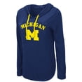 thumbnail image 2 of Women's Colosseum Navy Michigan Wolverines My Lover Lightweight Hooded Long Sleeve T-Shirt, 2 of 3