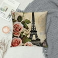 thumbnail image 2 of GOSMITH Vintage French Paris Eiffel Tower with Rose Flowers Decorative Throw Pillow Cover  Pillow Case Cushion Cover for Sofa Bed Pillowcase (Paris Flower), 2 of 5