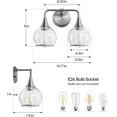 thumbnail image 2 of Brushed Nickel Bathroom Wall Sconce 2 Lights Bathroom Light Fixtures Over Mirror with Clear Glass Shade Vanity Light  Lighting, 2 of 7