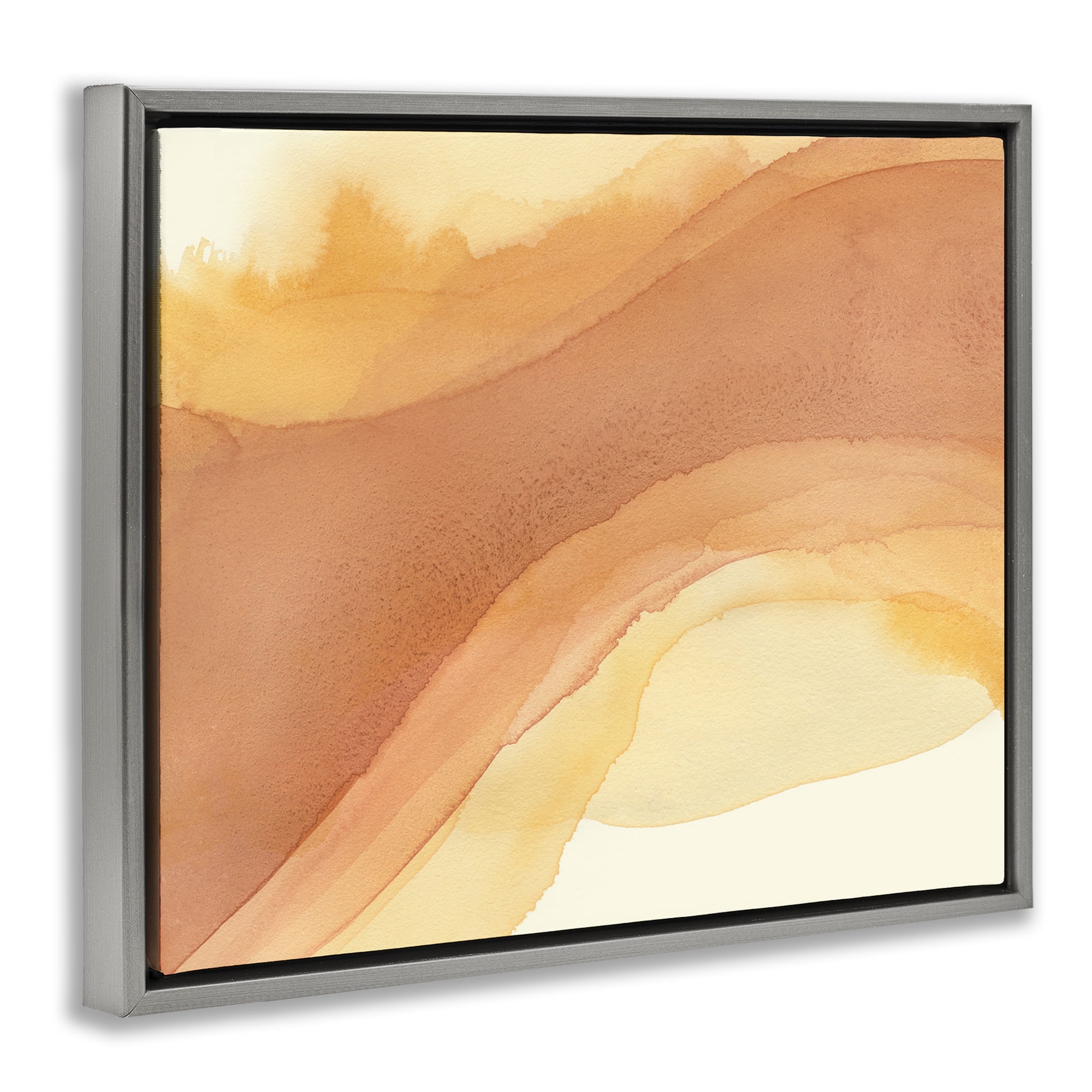 Stupell Industries Splashed Orange Movement Abstract Painting Gray Floater Framed Canvas Art Print Wall Art, 31 x 25