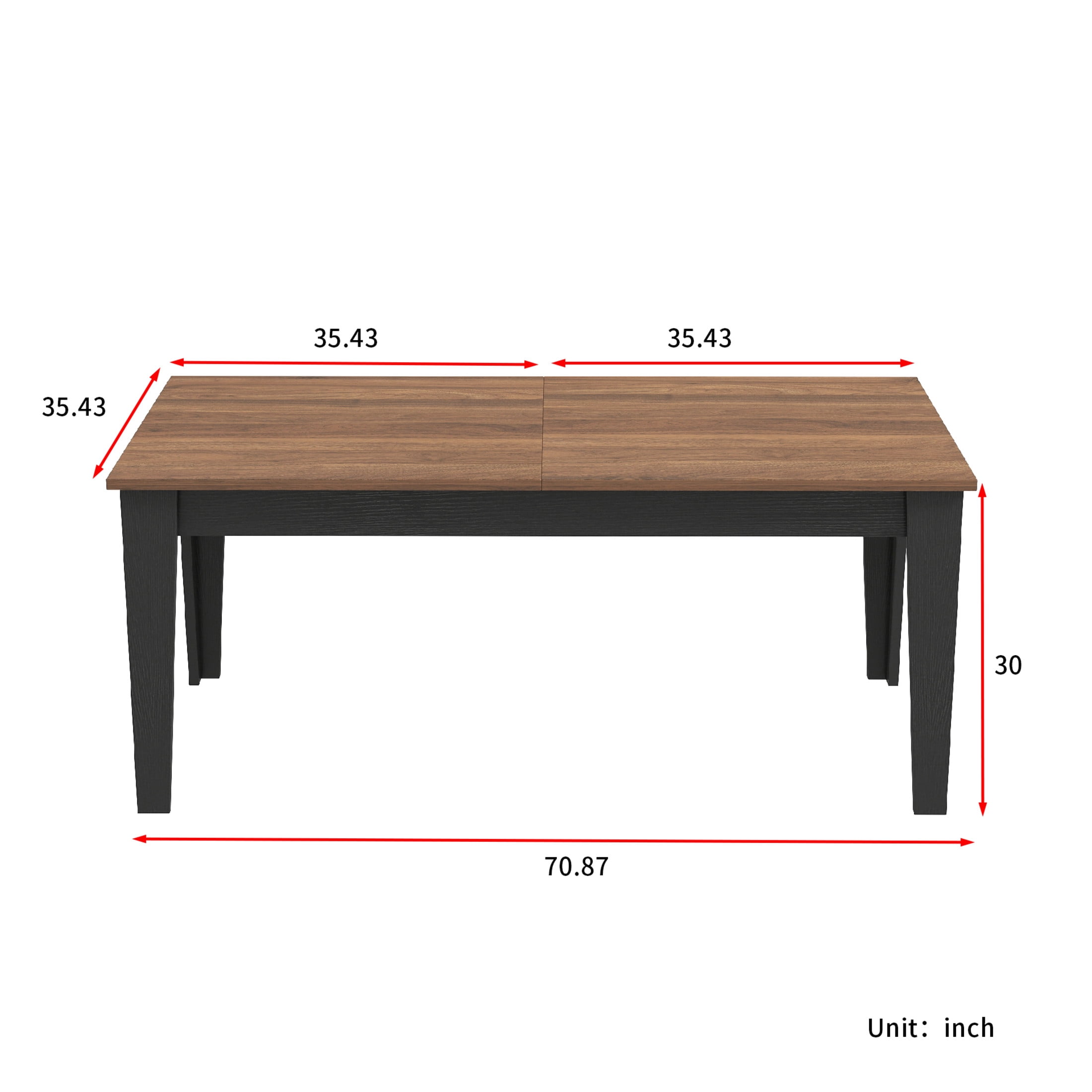 Noble House Lauren 106.5" Extendable Dining Table, Woodgrain Top, Modern Rectangular Wooden Kitchen Table, Walnut Black